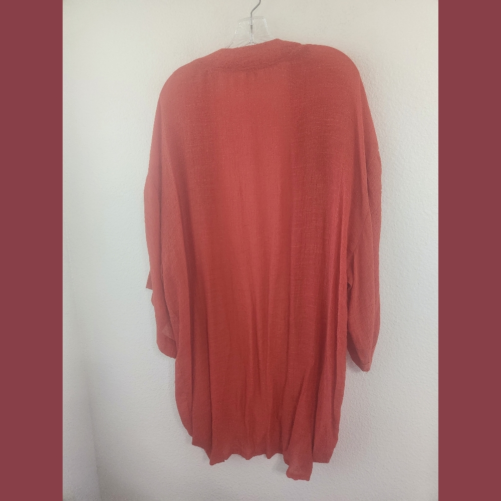 Umgee Rust Orange Embroidered Open Front Boho Kim… - image 2